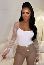 Luxe Delight Cream Sheer Dobby Mesh Puff Sleeve Top Limited Edition