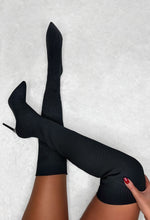 Roxxie Black Stretch Knit Over The Knee Boots