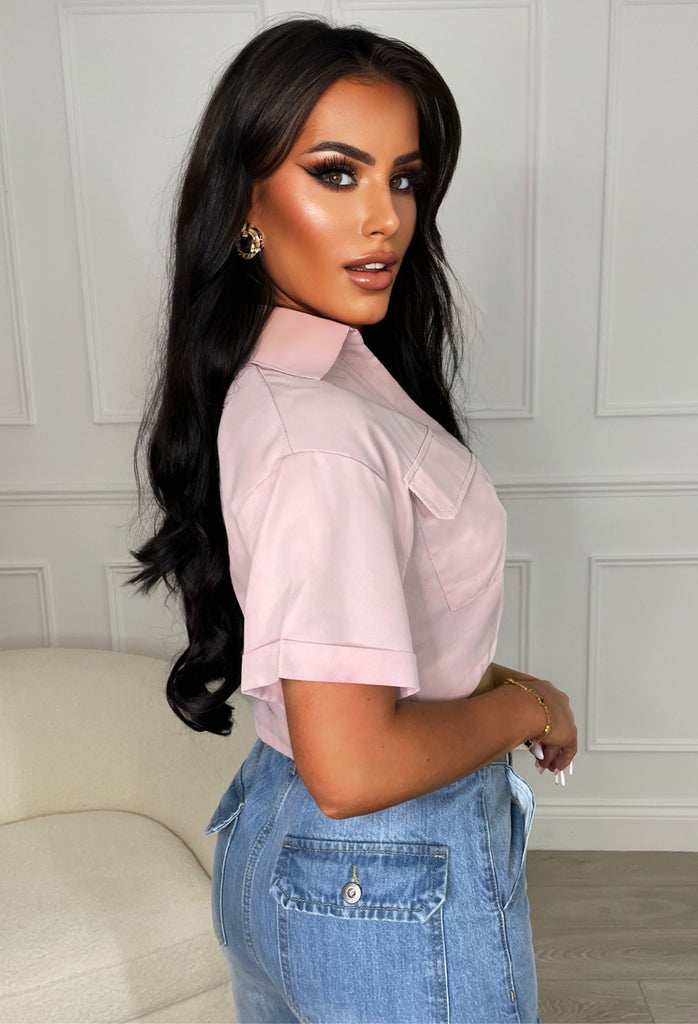 You Pink Twist Front Cargo Top Pink Boutique Pink