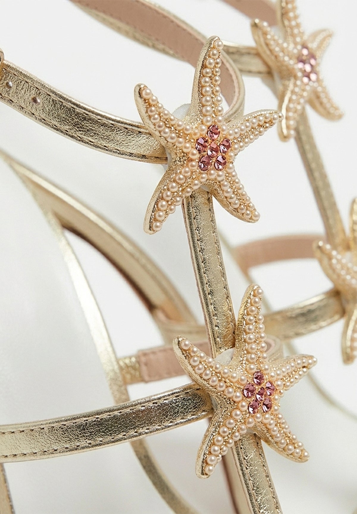 Star Bright Gold Starfish Stiletto Heel Sandals