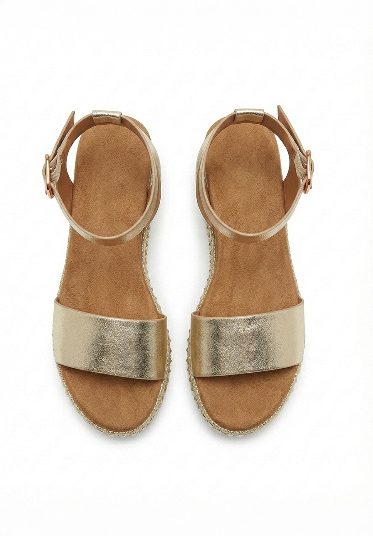 Lux Allure Gold Studded Metallic Platform Sandals
