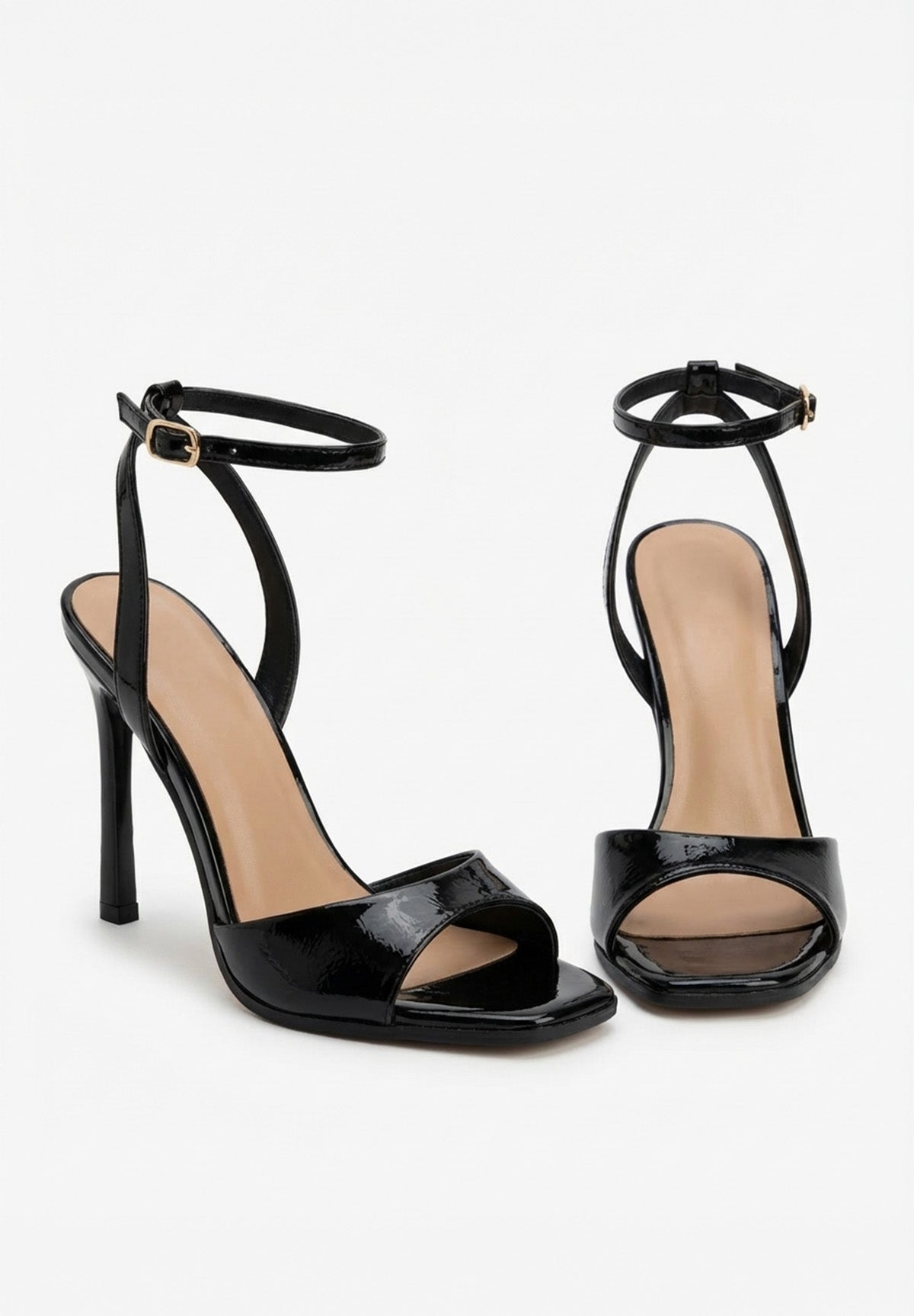 Class Act Black Stiletto Sqaure Adjustable Strap Heels