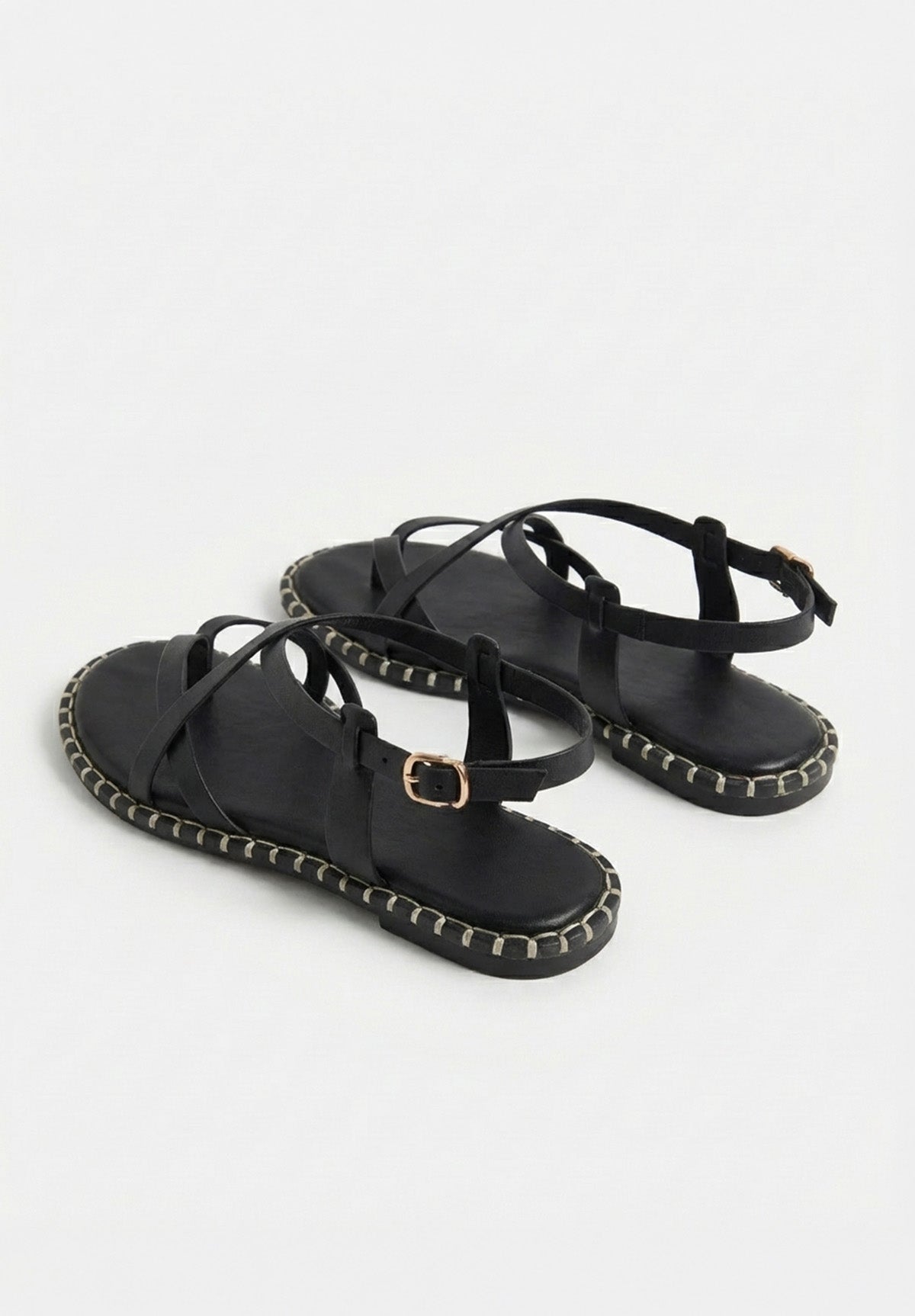 Wrapped Tight Black Strappy Sandals