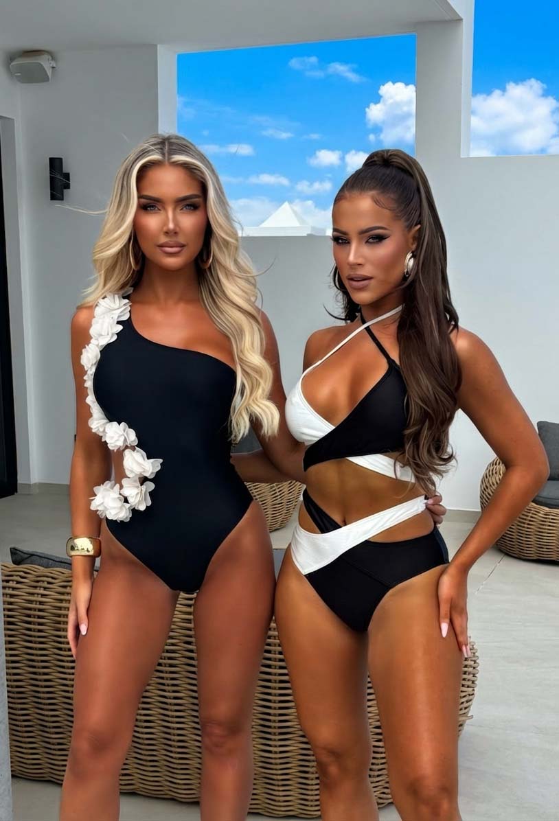 Black Ruffle Cut Out Swimsuit