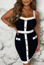 Luxury Obsessed Black Knitted Button Detail Dress And Cardigan Set