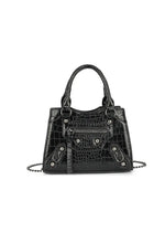 Gossip Girl Black Croc Handbag