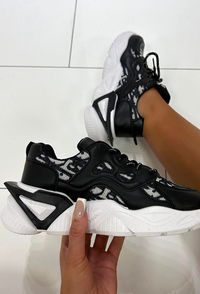 Back For More Black Trainers Pink Boutique Pink Boutique UK