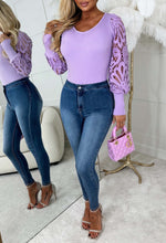 It's A Love Story Lilac Crochet Bodysuit