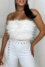 Breathtaking White Feather Bandeau Top With Zip Fastening