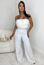 Breathtaking White Feather Bandeau Top With Zip Fastening
