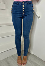 Fierce & Fearless Mid Blue Button Front Skinny Jean