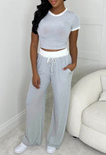 One Time Thing Grey Contrast Ultra Soft Ribbed Loungewear Set