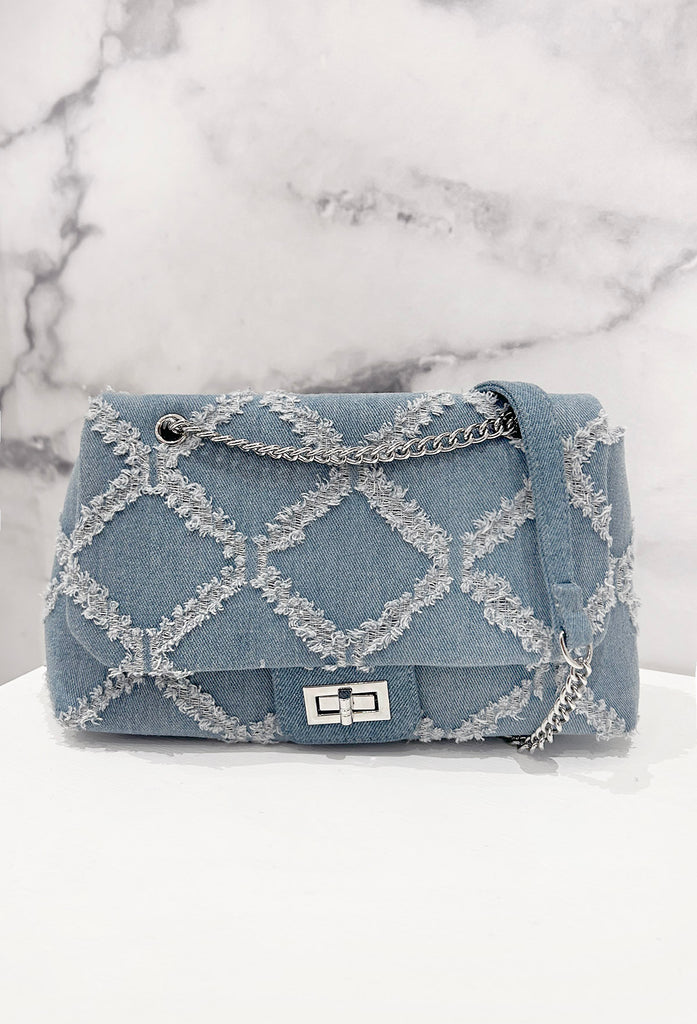 In My Heart Blue Denim Cross Body Bag | Pink Boutique – Pink Boutique UK