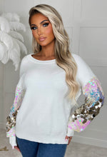 I'm Extra White Iridescent Sequin Sleeve Knitted Jumper