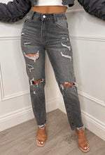 Fearless Obsession Grey Ripped & Distressed Mom Jean