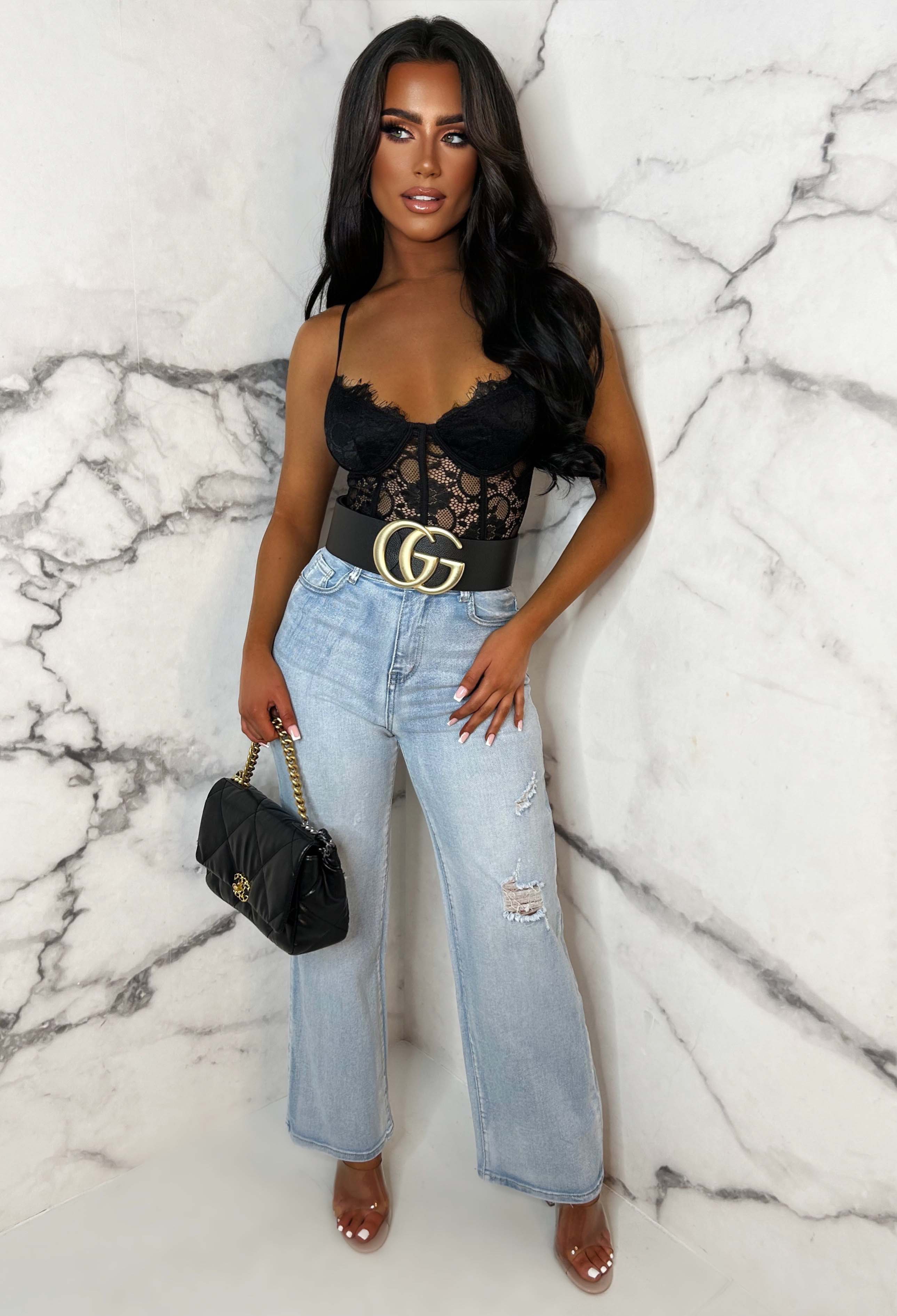 Power Move Black Sheer Lace Bodysuit