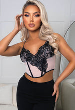 Exceeding Expectations Beige Lace Detail Corset Crop Top