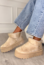 Chill Glam Beige Fleece Lined Platform Faux Suede Boots