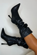 Leave A Message Black Faux Leather Ruched Boot