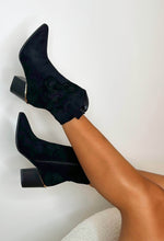 Bring It Down Black Faux Suede Ankle Boot
