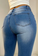 Denim Obsession Mid Blue Washed & Aged Stretch Skinny Jeans