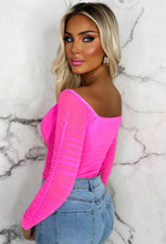 Perfect Without Trying Hot Pink Stretch Mesh Lace Bardot Top