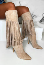 Sweet Moments Cream Suede Tassel Knee High Boots