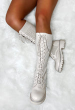 All Time Favourite Cream Textured Ankle Knee Boot