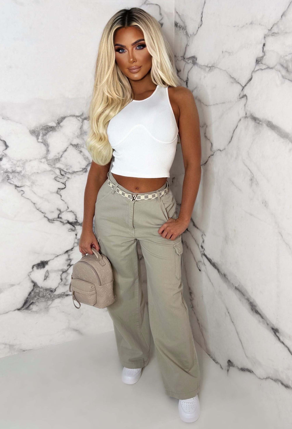 Cool Babe Cream Rib Enhancing Crop Top Pink Boutique Pink Boutique UK