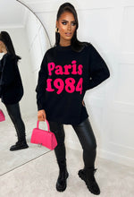 Bon Soir Black Paris Textured Slogan Soft Knit Jumper