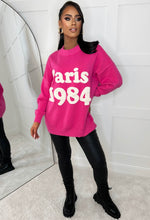 Bon Soir Pink Paris Textured Slogan Soft Knit Jumper