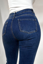 Coco Slay Mid Blue Stretch Denim Flared Mid Rise Jeans
