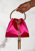 Elegant Charm Fuschia Satin Diamante Embellished Handle Bag