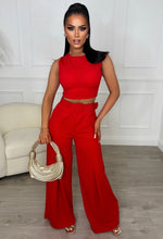 Red Trouser Co Ord Set