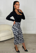 Diva Delight Black Abstract Animal Print Ruched Double Layer Skirt