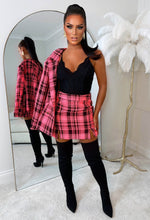 Give Me A Clue Pink Checkered Blazer And Skirt Co-Ord Set Limited Edition