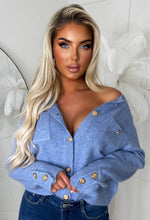 Cool Girl Mood Blue Luxury Soft Knit Button Cardigan