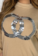 Classy Charm Beige Sequin Detail Ribbed Neck Jumper
