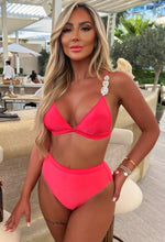 Sicilian Crush Pink High Waist Embellished Bikini