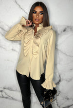 Beige Frill Button Up Blouse