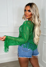 Green Crochet Tassel Top