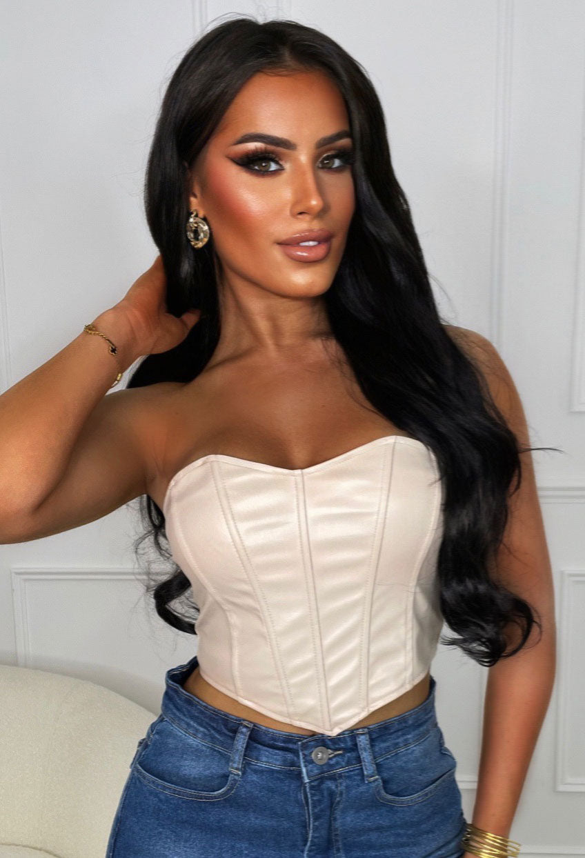 No Thank You Stretch Faux Leather Corset