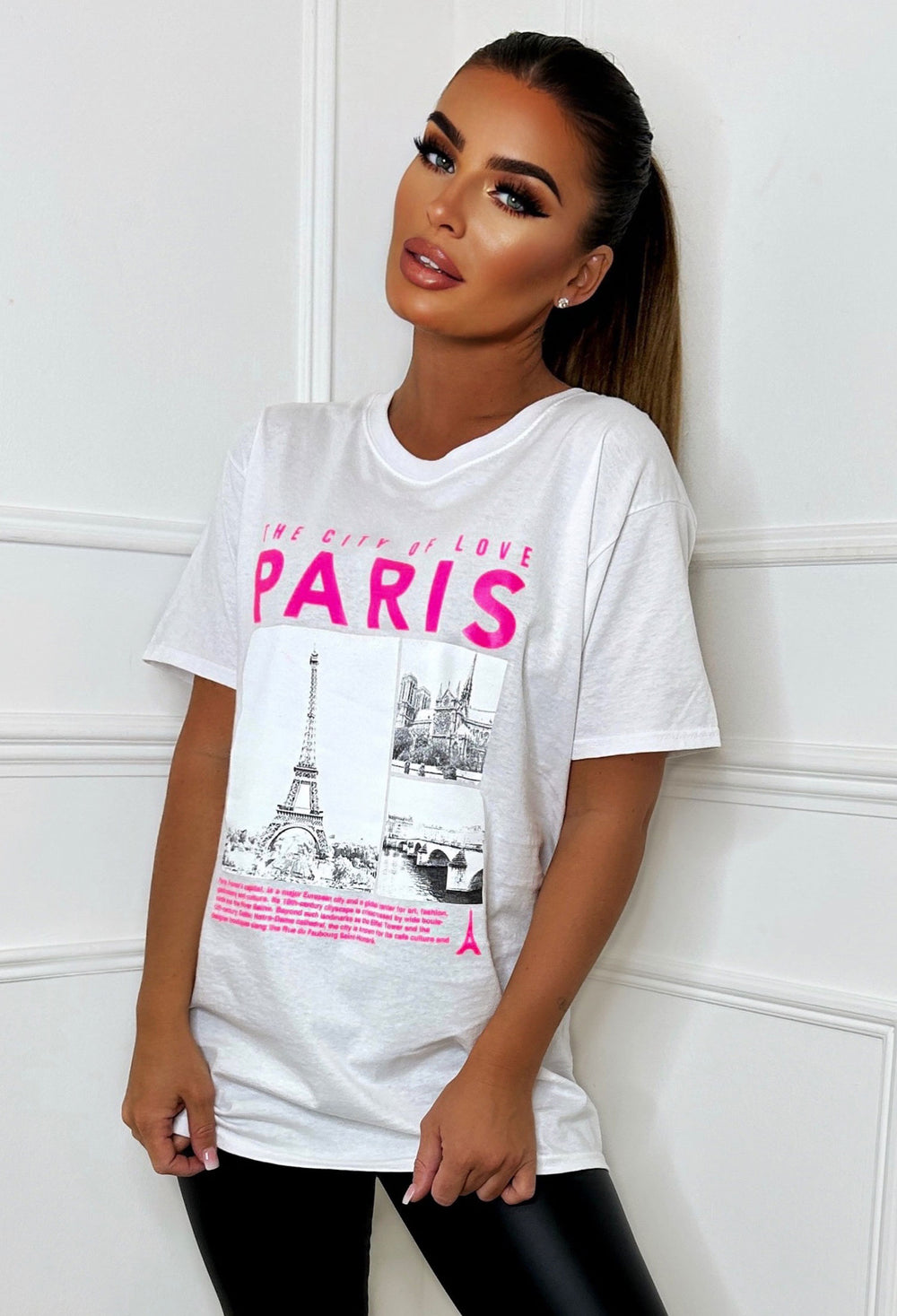 Off To Paris White T-Shirt | Pink Boutique – Pink