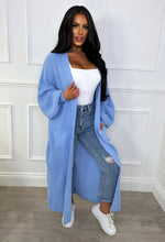 Blue Knitted Maxi Cardigan