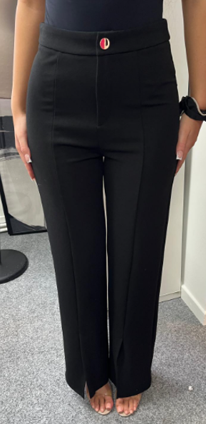 Chic & Sleek Black Leg Seam & Split Stretch Trouser
