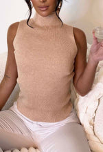 Be My Lover Beige Ribbed High Neck Knitted Top