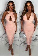 Wrapped In Luxury Blush Pink Ultra Soft Double Lined Multiway Ruched Midi Dress