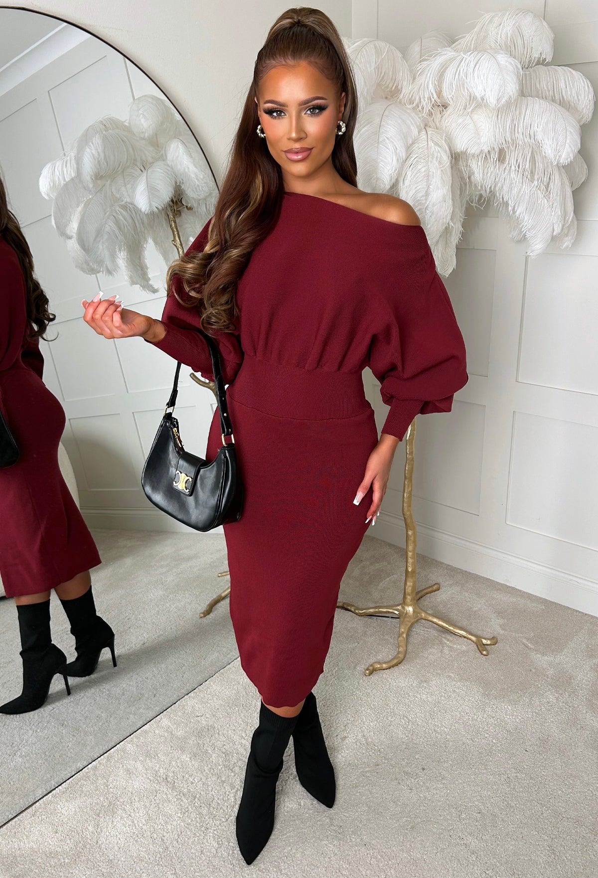 alicia-burgundy-off-the-shoulder-cinched-waist-knitted-dress-3