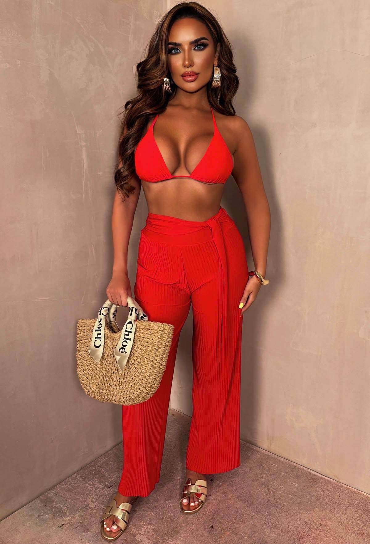 Always & Forever Red Pleated Stretch Trousers