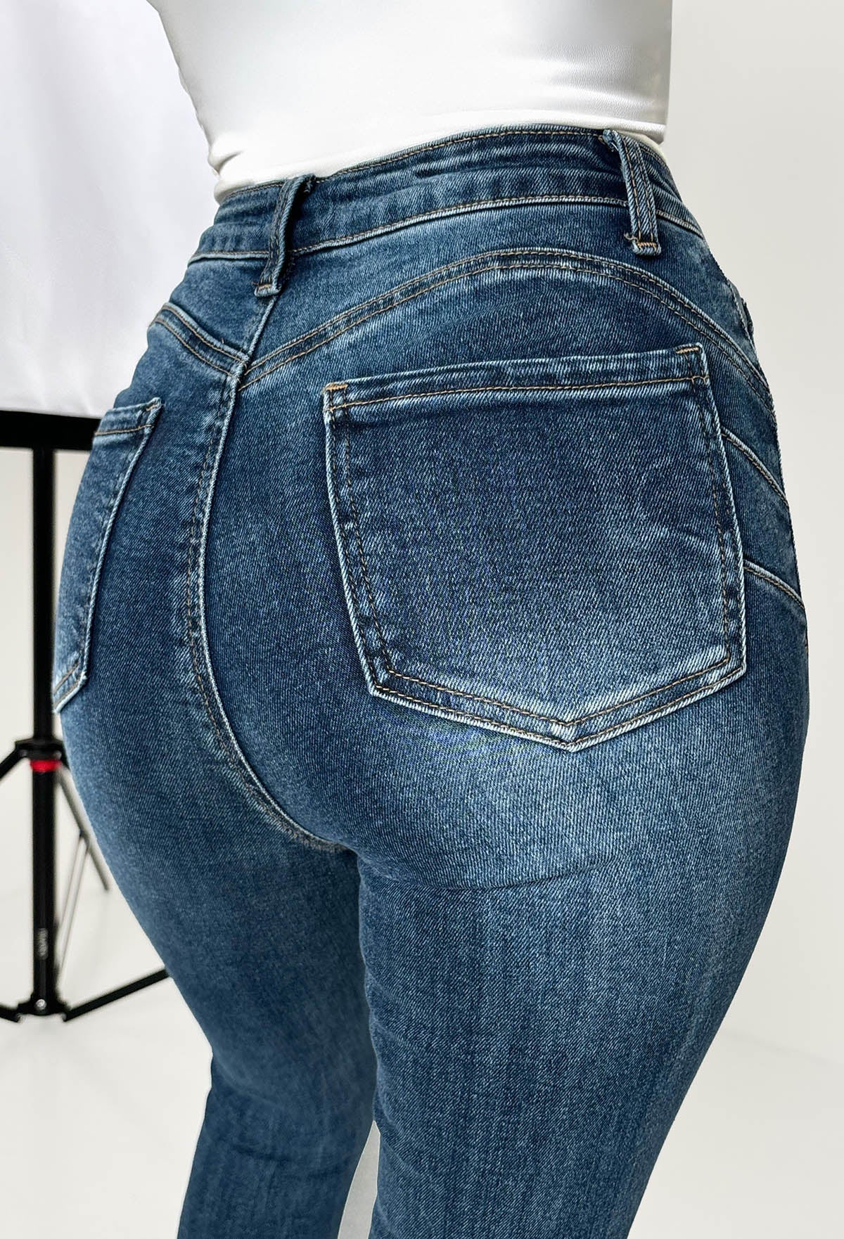 Amelie Mid Blue Stretch Push Up Skinny Jeans